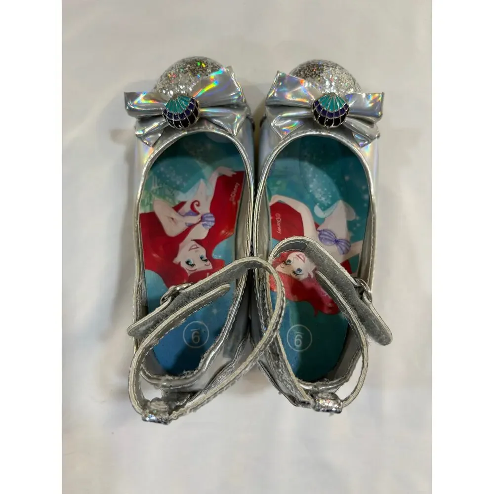 Disney Ariel Mermaid Silver Sparkle Glitter Heels Shoes Toddler Girls Size 9